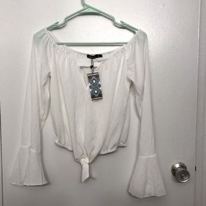 Sheer long sleeve crop top